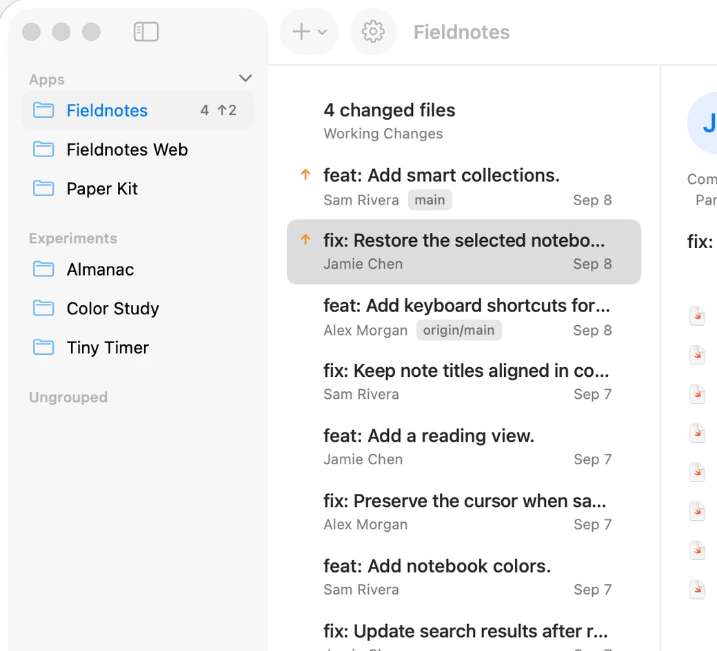 GitLode workspace in light mode